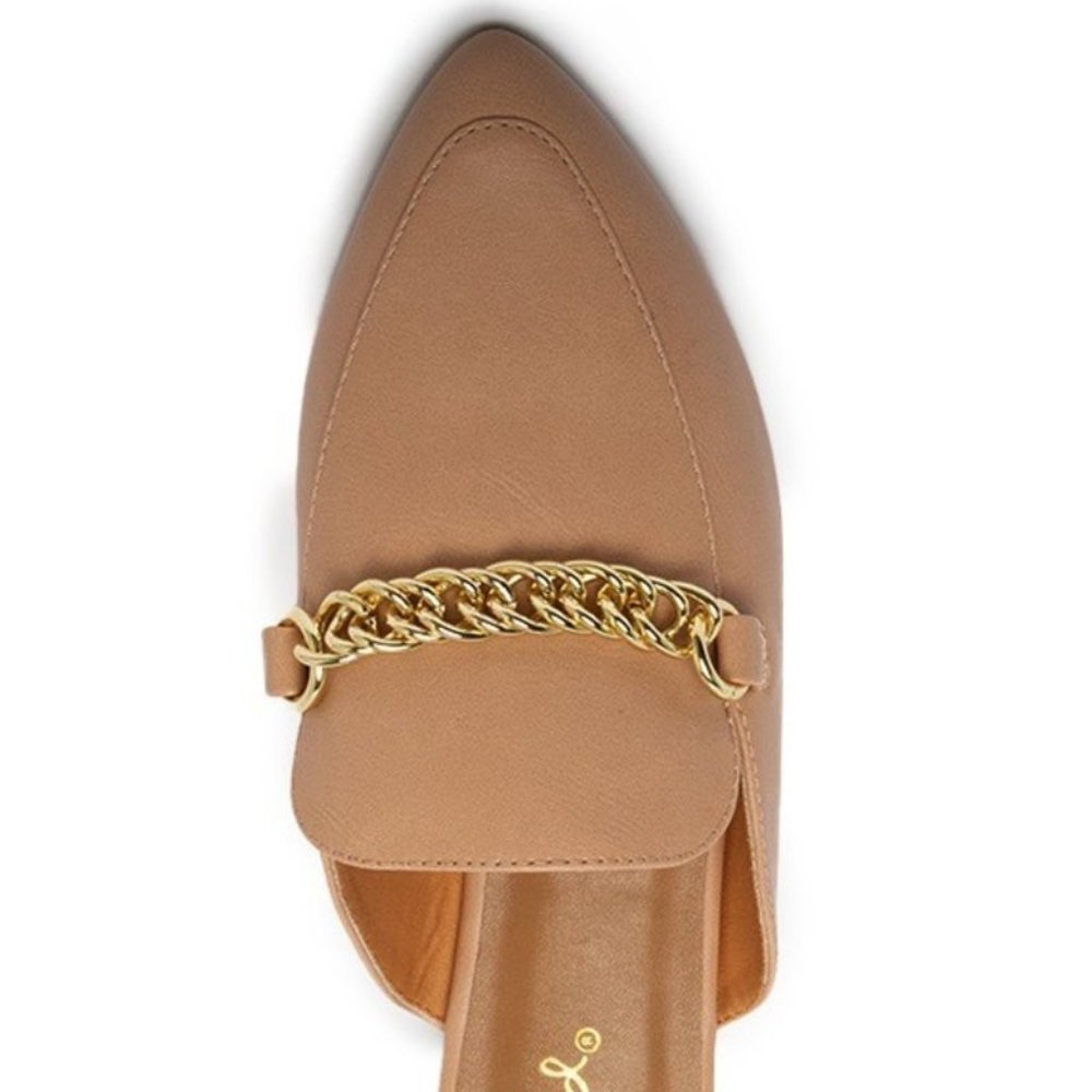 Designer Toffee Mules with Linked Accent - Picture 2 of 3